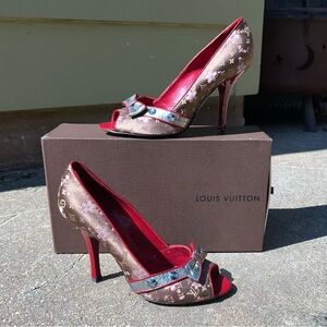Vintage Louis Vuitton Runway Satin Cherry Blossom Heels